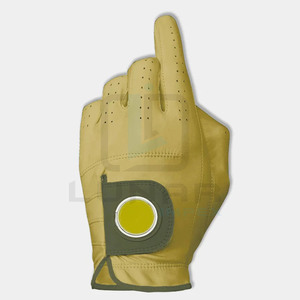 Gants de golf moutarde avec combinaison vert olive Cabretta cuir 3D Sublimation hommes main gauche cuir souple paume Cabretta - Product Image 3