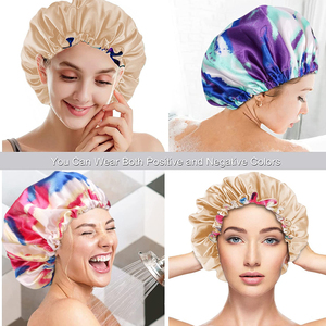 Large Size Tie dye Satin <b>Bonnets</b> Lined Double Layer Women Baby Mom Designer <b>Bonnet</b> Cap Use Satin <b>Bonnet</b> Sleep Wear - Product Image 6