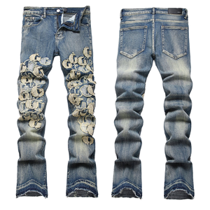 Custom <b>Mens</b> Embroidery High Quality Jeans Unisex Wash Custom Straight Leg Denim <b>Men</b> Jeans <b>Trouser</b> - Product Image 6
