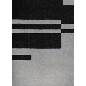 พรมขนสัตว์ทอแบบเรียบ Indusbar Dwrm-180 ลายเรขาคณิตและนามธรรม รูปทรงสี่เหลี่ยมผืนผ้าและลายทาง สำหรับปูพื้นบ้าน สีดำและสีเทา - Product Image 3