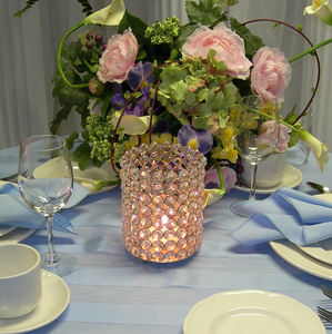 Bougeoir votif perlé en métal et cristal au design élégant pour la maison et la décoration de Noël Centres de table Artisanat - Product Image 1