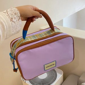 New Checkered <strong>Makeup</strong> <strong>Bag</strong> for Women Portable Large-Capacity Light Luxury Organized <strong>Compartments</strong> Travel Toiletry <strong>Bag</strong> - Product Image 2