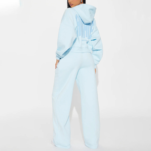 เซ็ตเสื้อมีฮู้ดเอวสูงมีเชือกรูดกางเกงขากว้างชุดสองชิ้นสำหรับผู้หญิงสไตล์กีฬาลำลองแฟชั่นหลวมใหม่2025 - Product Image 4