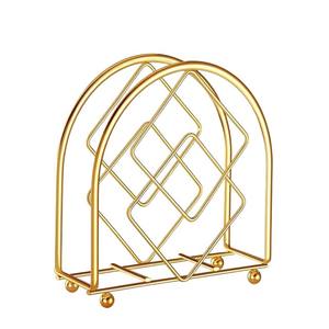 Elegante servilletero de metal de calidad superior, varios diseños y tamaños para bodas, hoteles y eventos, soporte de tejido dorado - Product Image 6