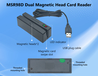 Lecteur de cartes MSR98D à double tête magnétique avec spécifications Magtek, 3 pistes, USB HID sans pilote, bidirectionnel et lecture double face