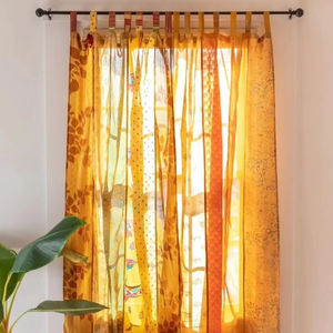 Indian Classical Printed Room <b>Curtain</b> Handmade <b>Vintage</b> Silk Sari Bohemian <b>Curtains</b> Beautiful Farmhouse Patchwork <b>Curtains</b> - Product Image 1