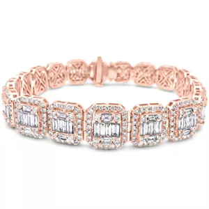 925ชุบทองสีโรสโกลด์7มม. 8มม. 10มม. พร้อม VVS Moissanite Diamond สร้อยข้อมือ Link สไตล์คิวบาเครื่องประดับแฟชั่นฮิปฮอป - Product Image 1