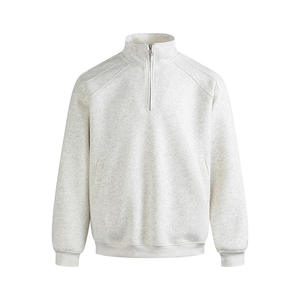 Fit Comfortable <b>Half</b> <b>Zip</b> up Stand Collar Drop Sleeve Quarter <b>Zip</b> Plain Cotton Polyester <b>Sweatshirt</b> <b>Men</b> - Product Image 1