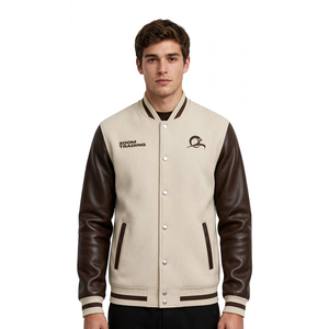 Nouvelles vestes universitaires pour hommes grandes tailles en toile enduite, personnalisables avec logo, style Letterman, hiver, ODM, unies, décontractées, fines, à fermeture frontale - Product Image 1