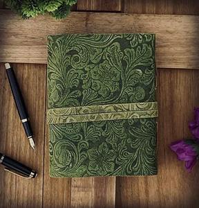 Journal en cuir gaufré fait à la main 240 pages vintage couture de fil et couture de selle avec reliure en spirale - Product Image 5