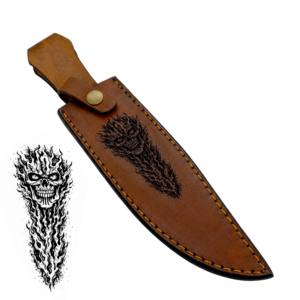 Couteau à lame fixe durable multi-usages avec logo gravé, étui en cuir pour le camping en plein air - Product Image 4