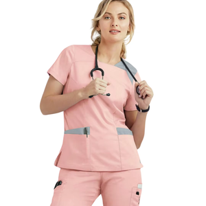 Ensemble haut et pantalon de qualité supérieure pour femmes Scrubs Uniformes de travail à manches courtes Plus Size Casual Wear Scrubs Set - Product Image 2