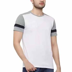 Con logotipo propio impreso totalmente personalizado hecho cómodo gráfico impreso 100% algodón cuello redondo Color sólido camisetas para hombres Ringer - Product Image 1