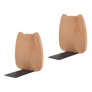 Elegant <b>Wooden</b> & Aluminum Bookends Strong, Durable Metal Design for <b>Bookshelves</b> - Product Image 3