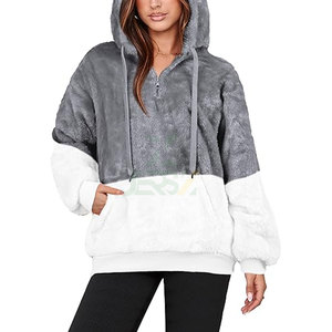Sweats à capuche en polaire Sherpa confortable pour femmes surdimensionnés flous poches à capuche zippées pull décontracté sweat à capuche Style confort - Product Image 1