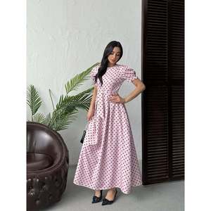 3157 ชุดเดรสแม็กซี่ลายจุดทอธรรมชาติแบบเรียบง่าย-ECRU - Product Image 3