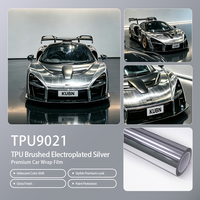 Film de protection PPF auto-cicatrisant en TPU brossé couleur argent électroplaqué, application humide, pour enveloppement complet de véhicules de tous types, y compris voitures de course