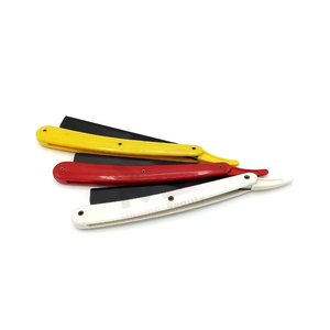 Rasoir de barbier professionnel à trois lames avec manche en plastique de haute qualité |   Rasoir à lame droite classique pour salon, couleur personnalisée - Product Image 1