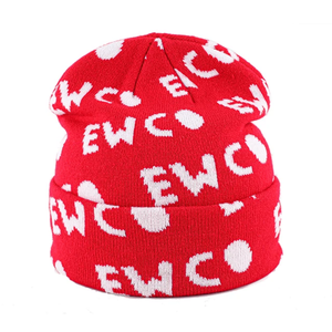 Venta al por mayor de diseñador de Jacquard Logo Impreso Skullcap Beanie Hat Moda de moda de punto de acrílico de invierno Gorros para viajes - Product Image 1
