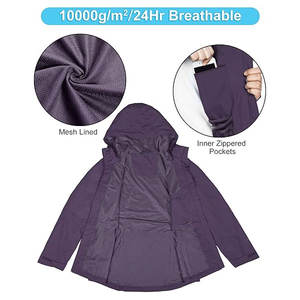 Impermeable a prueba de viento ecológico Stand Collar frontal Logo Unisex adulto lluvia chaqueta al aire libre empacable motocicleta viaje - Product Image 5