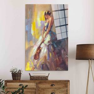 Décoration murale encadrée moderne : Toile imprimée personnalisée Femme avec violon, ART SUR VERRE TÉRMÉTRAL - Product Image 1