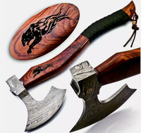 Hache de survie Thewizcrafts de qualité industrielle en acier Damas, manche en bois de rose, étui en cuir, 2 lb, 34 cm