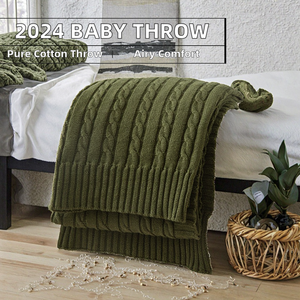 2026 Hot Arrival 100% Acrylic Baby <b>Knitted</b> Printed Fruit Cable Eco-Friendly <b>Throw</b> <b>Blanket</b> Cute Style Decorative Use Breathable - Product Image 2