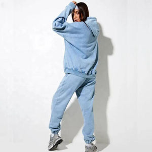 Sudadera con capucha y pantalón de lavado ácido, ajuste relajado, cómodo, ropa informal diaria - Product Image 4