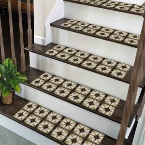 Alfombra geométrica con diseño de escalones, alfombra estampada, antideslizante, diseño moderno, ideal para comedor - Product Image 5