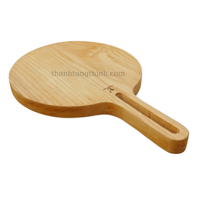 Thanwood Round <b>Wooden</b> <b>Serving</b> <b>Tray</b> with Handle Natural Wood Food Safe Unfinished Residential Made in Vietnam - Product Image 4
