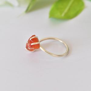 Anillo ajustable de Plata de Ley 925 con piedra preciosa de cornalina en bruto Banda de piedra natal de agosto para mujer - Product Image 5