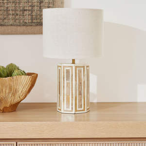Bone Inlay Best Quality Table Lamp in White and Gold Finished BaseSide Lamp faizacraft - Product Image 4