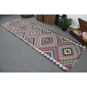 Alfombra de 3.2x10.7 pies, Alfombra Turca Vintage, Alfombra de Lana Herki Azul - Product Image 4
