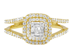 Corte redondo Moissanite Diamond S925 Sterling Silver In Luxury iced Out Anillo de compromiso para mujeres - Product Image 1