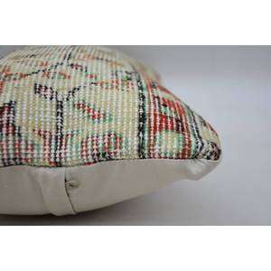 <b>Beige</b> Wool Patchwork Kantha Pillow 12x20 Inches Woven Decorative <b>Cushion</b> Vintage Floral Embroidered Square Print for Sofa Use - Product Image 4