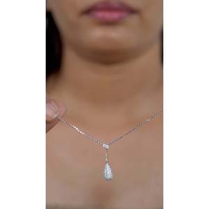 SHREYA DIAM Elegante Collar con Colgante de Gota de Agua, Cristal y Diamantes de Imitación, Plata 925, Cadena de Serpiente Multicapa, Lujoso para Bodas - Product Image 2