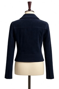 Chaqueta de Motociclista para Hombre, Modelo Vega, Cierre de Cremallera, Gamuza Azul, Estilo Casual Inspirado en Celebridades, Prenda Exterior Elegante, Servicio OEM Disponible - Product Image 4