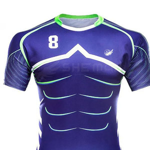 Uniforme de rugby à demi-manches couleur unie uniforme de rugby de haute qualité uniforme de rugby en polyester 100% sur mesure - Product Image 4