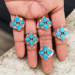 Anillo de Plata de Ley 925 Más Popular con Turquesa Original de Arizona, Anillos de Diseñador, Precio de Fábrica al por Mayor, Joyería - Product Image 1