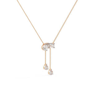 Collier élégant en émeraude et diamant avec deux diamants en forme de poire - Product Image 4