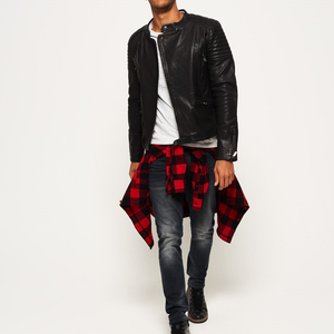 Men's Vintage Leather Jacket with Distressed Finish and Classic Fit - Perfect for a <b>Rugged</b>, Timeless Look - Leather Jackets - Product Image 3