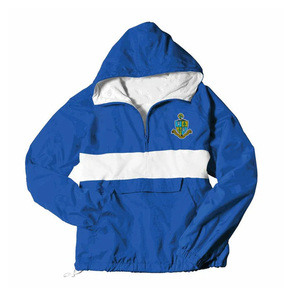 Chaqueta cortavientos clásica ligera con letras griegas bordada Crest Quarter Zip resistente a la intemperie procesamiento teñido liso largo - Product Image 6