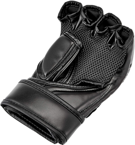 Guantes de MMA de cuero negro de diseño personalizado para entrenamiento de gimnasia fabricados en Pakistán con logotipo de PVC Equipo de Boxeo Deportivo - Product Image 6