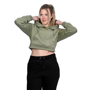 Sudadera con Capucha Corta para Mujer, Premium, Personalizada, Bordada, Gruesa, Estilo Urbano, Deportiva, Informal, de Algodón - Product Image 3