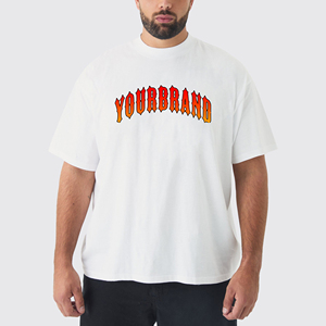 Custom Logo 100% cotton Heavyweight 300GSM Drop Shoulder <b>Short</b>-<b>sleeved</b> solid <b>white</b> colour Oversized hip hop men's t-<b>shirts</b> - Product Image 3