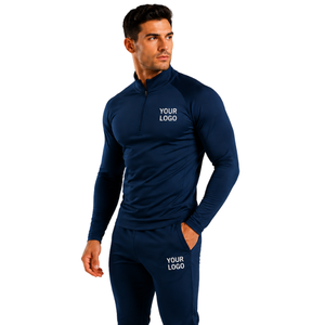 <b>Mens</b> Autumn Solid Quarter-Zip Windproof Lightweight Polyester/Cotton Tracksuit Quick Dry Long Sleeve Sweatshirt Jogger <b>Pants</b> - Product Image 1