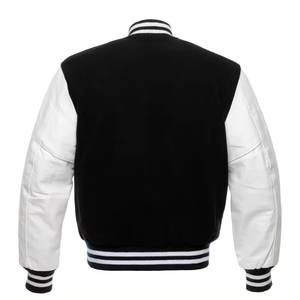 Chaqueta Universitaria Estilosa, Chaqueta de Béisbol Urbana, Diseño Bordado, Chaqueta Varsity con Parches de Cuero en las Mangas - Product Image 5