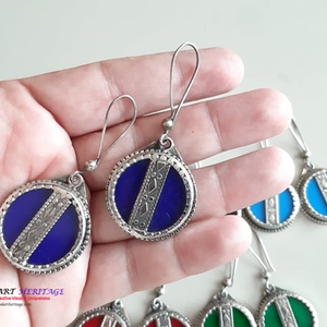 Boucles d'oreilles en argent allemand Kuchi de qualité supérieure Fournisseur de bijoux afghans tribaux en gros - Product Image 2