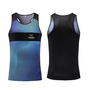 Musculação roupas ginásio verão masculino regatas de tecido de poliéster sublimação completa Stinger Vest para venda