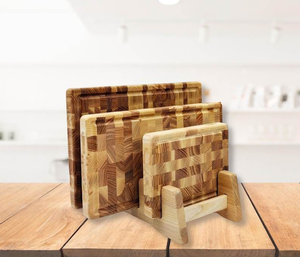 CRESCENT CRAFTS Ensemble de planches à découper carrées en bois dur faites à la main, écologiques, en bois de bout, épaisseur 3,5 cm, avec support - Product Image 2